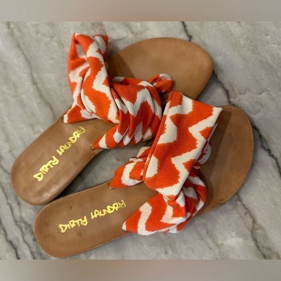 Dirty Laundry Beebop Zig Zag Natural Thong Stretch Sandals size 6 Orange & White - Picture 4 of 5